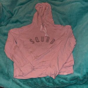 garage blush pink embroidered ‘squad’ hoodie